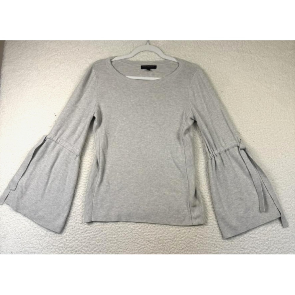 Banana Republic Sweater Womens Small Gray Extra Fine Merino Bell Sleeve Pullover